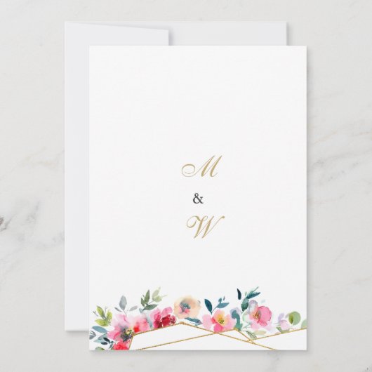 Gold terrarium witte roze munt bruiloft kaart (Achterkant)