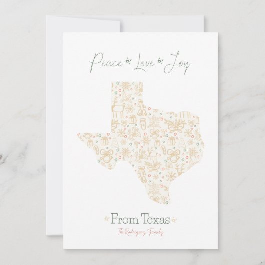 Gold Texas Kerstline Art Patterned Feestdagenkaart (Voorkant)