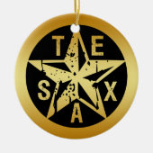 GOLD TEXAS STAR KERAMISCH ORNAMENT (Voorkant)