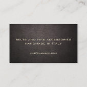 Gold Text Dark Leather Fine Handmade Accessoires Visitekaartje (Achterkant)