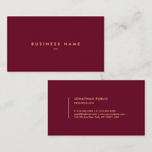 Gold Text Elegant Modern Simple Template Visitekaartje (Voorkant / Achterkant)