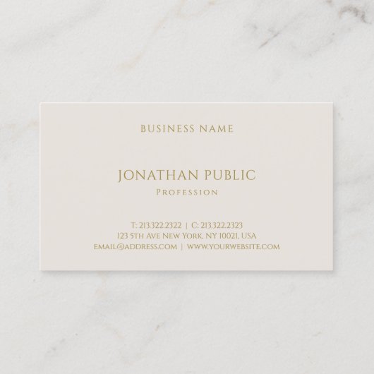 Gold Text Elegant Professional Simple Plain Modern Visitekaartje (Achterkant)