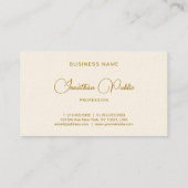 Gold Text Handwritten Name Luxury Signature Cream Visitekaartje (Achterkant)