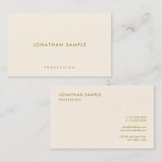 Gold Text Luxe Moderne minimalistische elegante Sj Visitekaartje (Voorkant / Achterkant)