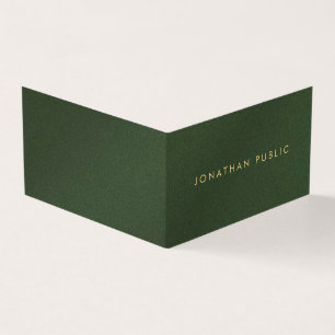 Gold Text Modern Elegante Luxe Gevouwen Groen Visitekaartje