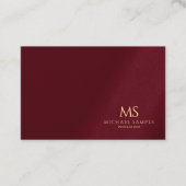 Gold Text Monogram Template Luxe Bordeaux Elegant Visitekaartje (Voorkant)