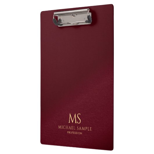 Gold Text Name Monogram Personalized Elegant Red Klembord (Links)