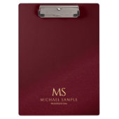Gold Text Name Monogram Personalized Elegant Red Klembord (Voorkant)
