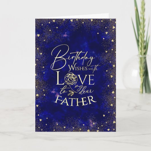 Gold Text Night Sky Birthday Father Photo Kaart (Voorkant)