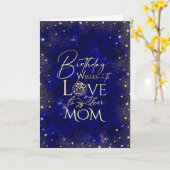 Gold Text Night Sky Birthday Mom Photo Kaart (Gele Bloem)