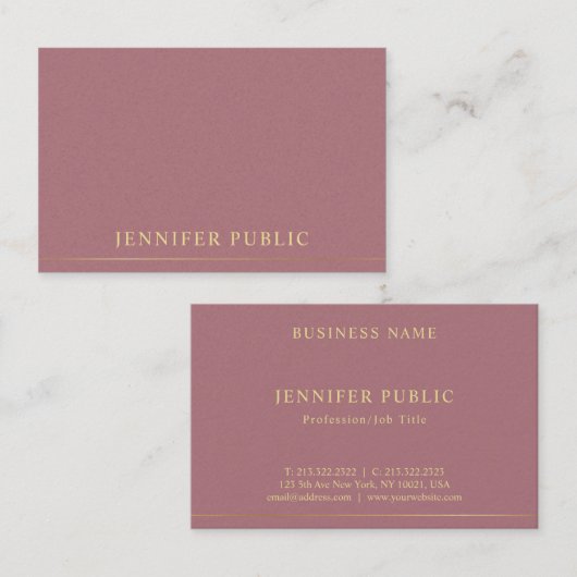 Gold Text Sjabloon Professional Elegant Modern Visitekaartje (Voorkant / Achterkant)