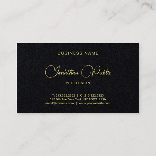 Gold Text Typography Name Luxury Premium Thick Visitekaartje (Achterkant)
