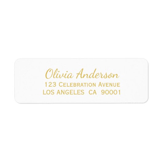 Gold Text Weduwingadreslabel Etiket (Voorkant)