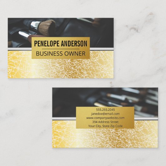 Gold Texture Background | Metallic Makeup penselen Visitekaartje (Voorkant / Achterkant)