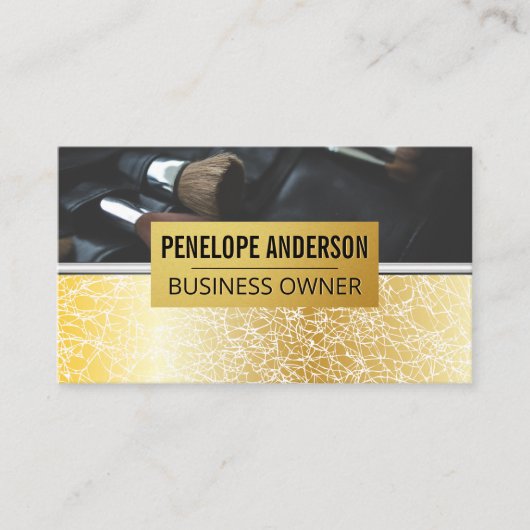 Gold Texture Background | Metallic Makeup penselen Visitekaartje (Voorkant)
