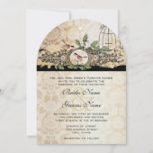 Gold Texture Birdcage Damask  Tortelduifjes Kaart (Voorkant)