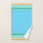 Gold Texture met Aqua en Turquoise Stripes Bad Handdoek (Handdoek)