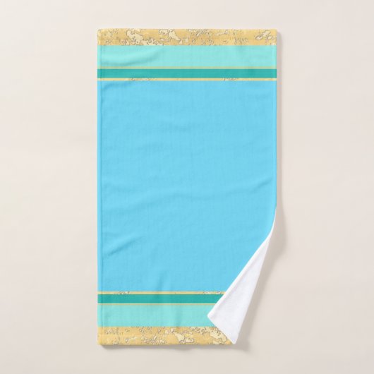 Gold Texture met Aqua en Turquoise Stripes Bad Handdoek (Handdoek)