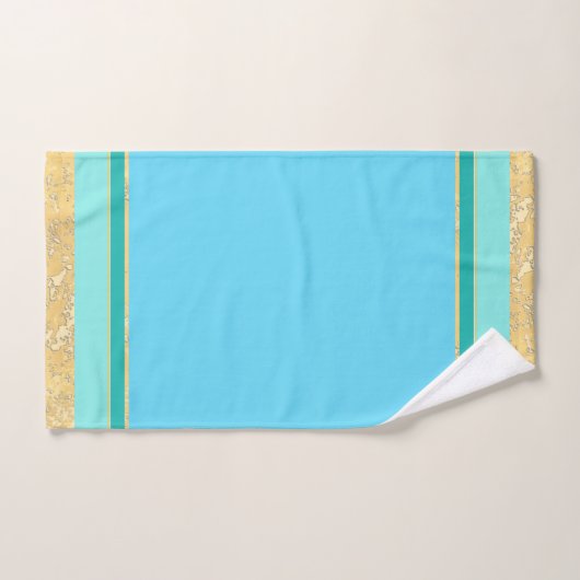 Gold Texture met Aqua en Turquoise Stripes Bad Handdoek (Handdoek)