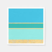 Gold Texture met Aqua en Turquoise Stripes Servet (Voorkant)