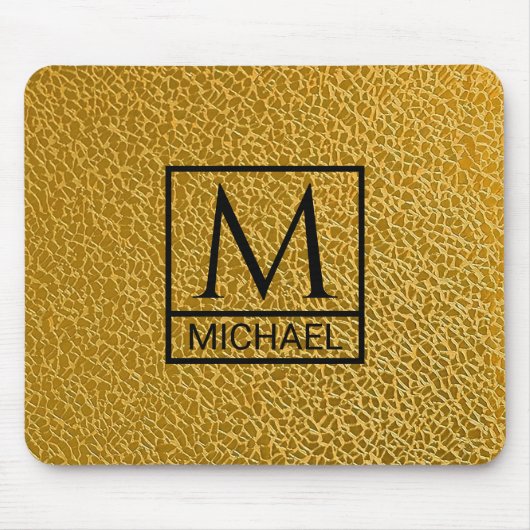 Gold Texture Mouse Pad with Initial & Name Muismat (Voorkant)