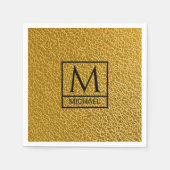 Gold Texture Napkins with Initial & Name Servet (Voorkant)