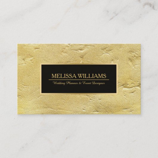 Gold Texture Print Black Accents Visitekaartje (Voorkant)