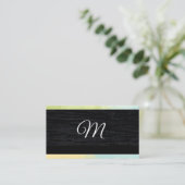 Gold Texture | Velvet Black met Monogram Business Visitekaartje (Staand voorkant)