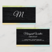 Gold Texture | Velvet Black met Monogram Business Visitekaartje (Voorkant / Achterkant)