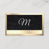 Gold Texture | Velvet Black met Monogram Business Visitekaartje (Voorkant)