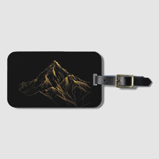 Gold textured abstract mountain lineart bagagelabel (Voorkant (horizontaal))
