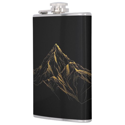 Gold textured abstract mountain lineart heupfles (Links)