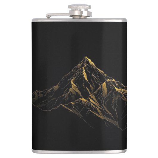 Gold textured abstract mountain lineart heupfles (Voorkant)