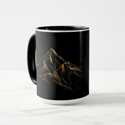 Gold textured abstract mountain lineart mok (Voorkant links)