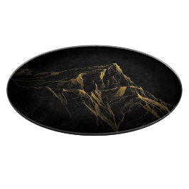 Gold textured abstract mountain lineart snijplank