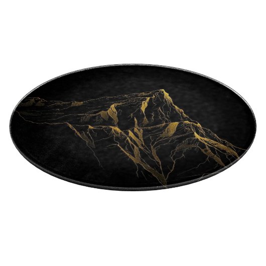 Gold textured abstract mountain lineart snijplank (Hoek)