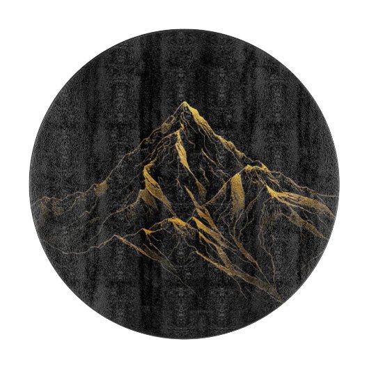 Gold textured abstract mountain lineart snijplank (Voorkant)