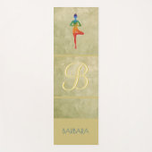 Gold Textured Custom Monogram Name Tree Pose Yogamat (Voorkant)