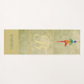 Gold Textured Custom Monogram Name Tree Pose Yogamat (Voorkant (horizontaal))