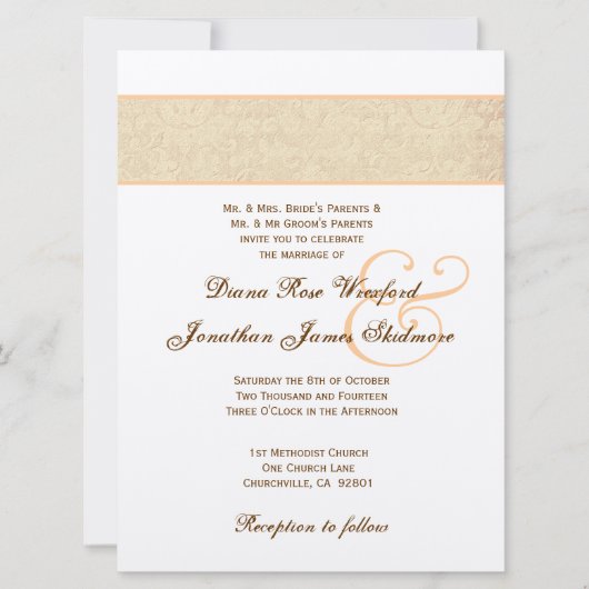 Gold Textured Damask en Gold Metallic Kaart (Voorkant)