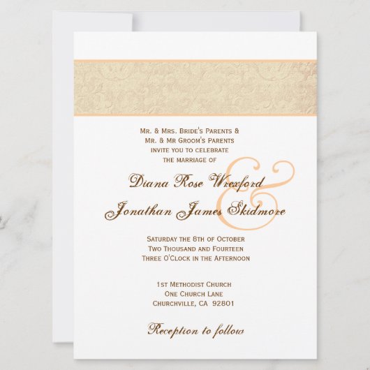 Gold Textured Damask en Gold Metallic Kaart (Voorkant)