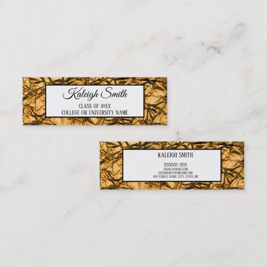 Gold Textured-look Afstuderen Insert Name Kaart Contactkaartje (Voorkant / Achterkant)