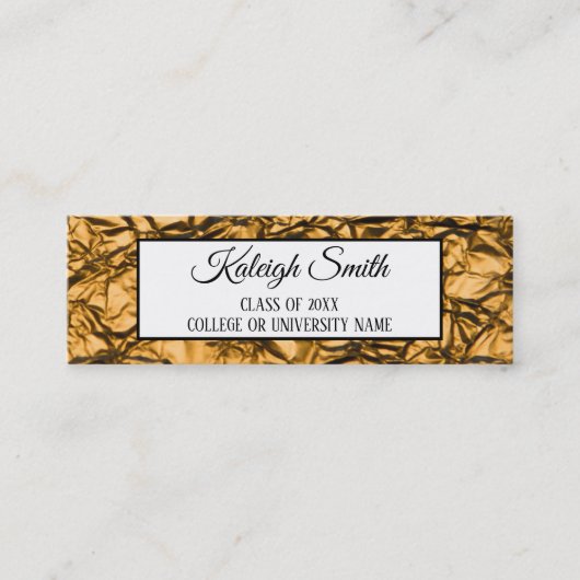 Gold Textured-look Afstuderen Insert Name Kaart Contactkaartje (Voorkant)
