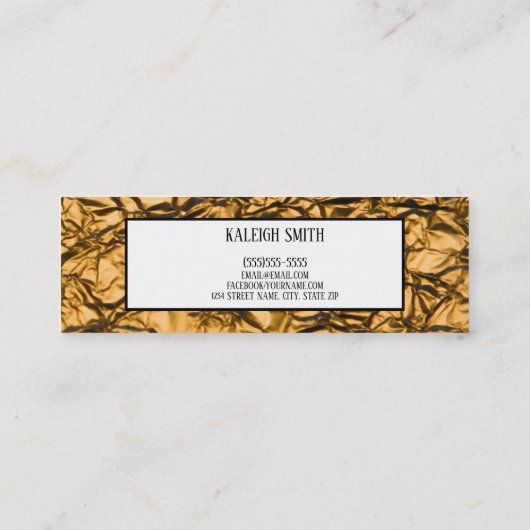 Gold Textured-look Afstuderen Insert Name Kaart Contactkaartje (Achterkant)