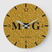 Gold Textured Monogram Wall Clock for Love Grote Klok (Voorkant)
