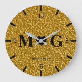 Gold Textured Monogram Wall Clock for Love Grote Klok