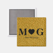 Gold Textured Monogram with Heart Magnet for Love (Voorkant / Achterkant)