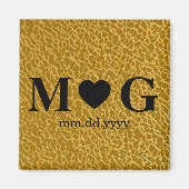 Gold Textured Monogram with Heart Magnet for Love (Voorkant)