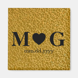 Gold Textured Monogram with Heart Magnet for Love