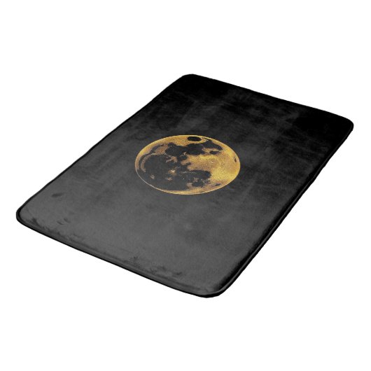 Gold textured moon on dark black badmat (Gekanteld)